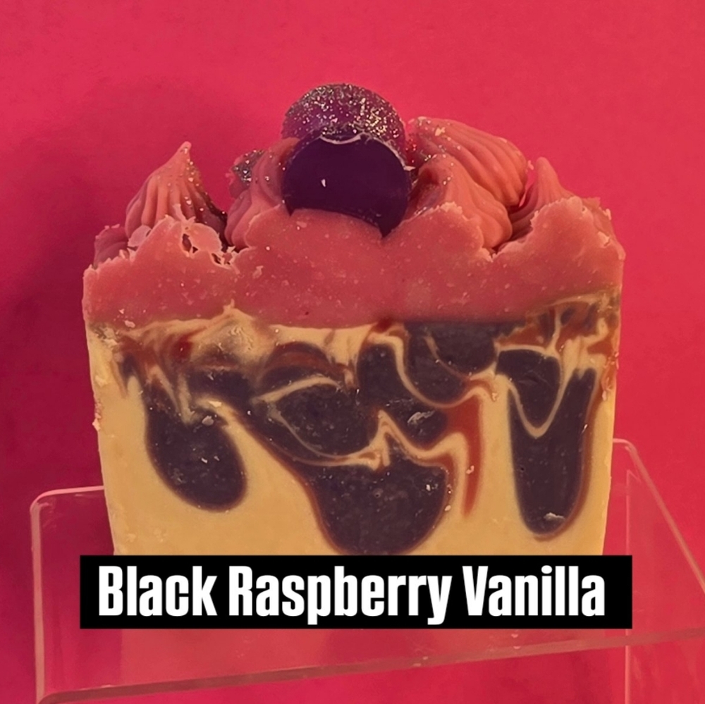 Black Raspberry Vanilla Organic Cold Process Swirl Soap. Handmade All Natur…